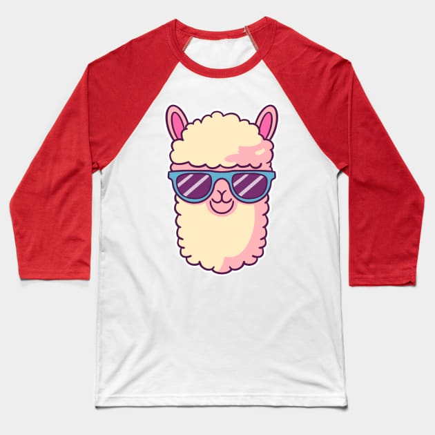 Kawaii Llama Wearing Sunglasses. No Drama Llama Baseball T-Shirt by bolincradleyart